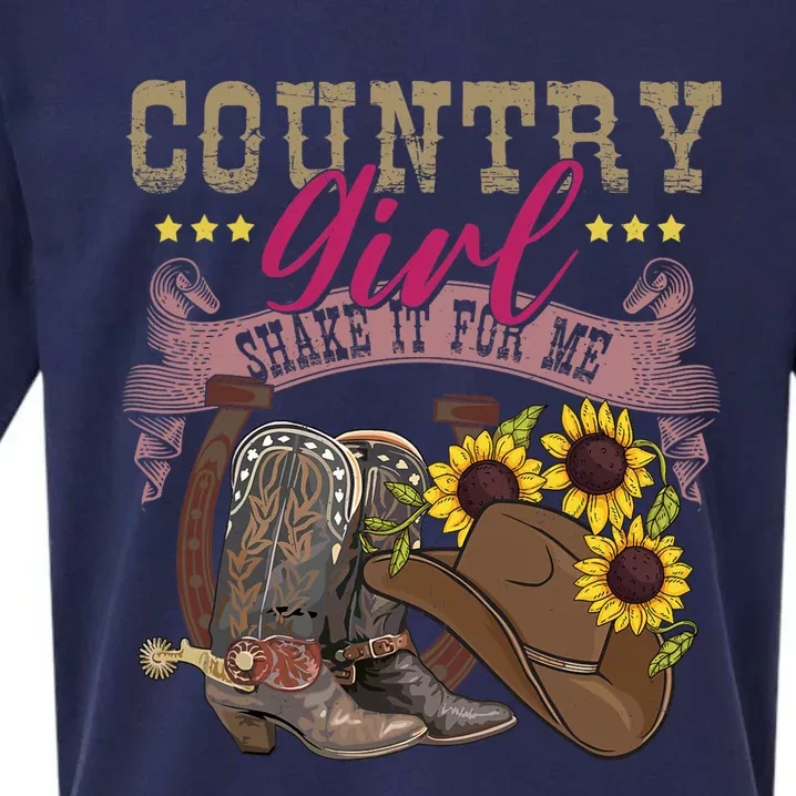 Shakes It For Me Country Music Cowgirl Boots Sunflower Sueded Cloud Jersey T-Shirt