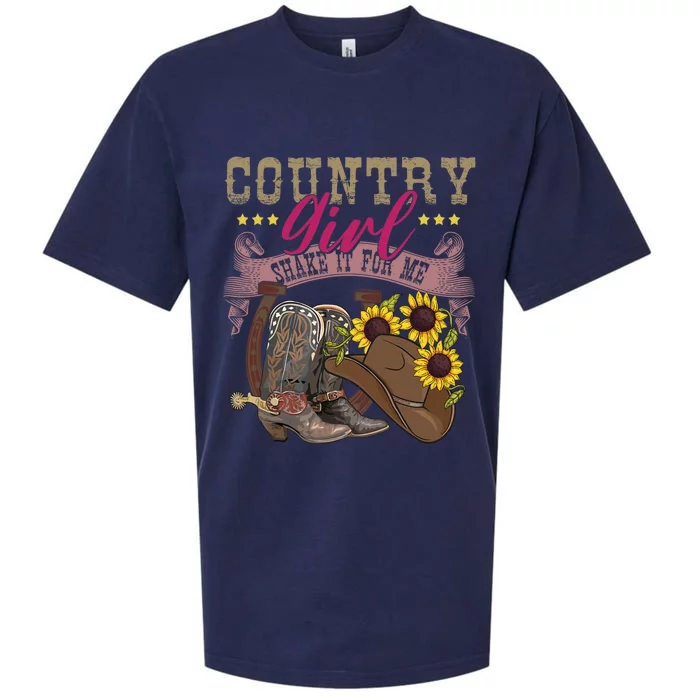 Shakes It For Me Country Music Cowgirl Boots Sunflower Sueded Cloud Jersey T-Shirt