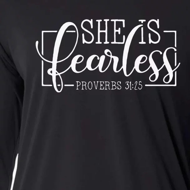 She is Fearless Proverbs 3125 Christian quotes Cooling Performance Long Sleeve Crew