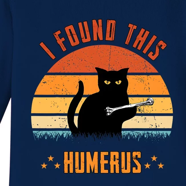 Scary I Found This Humerus Cat Black Humorous Baby Long Sleeve Bodysuit