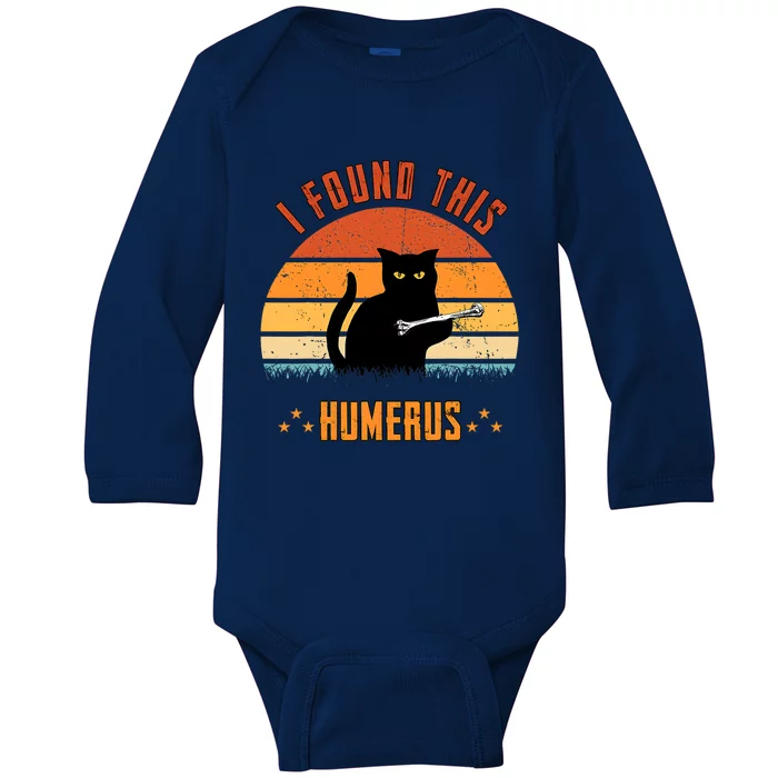 Scary I Found This Humerus Cat Black Humorous Baby Long Sleeve Bodysuit