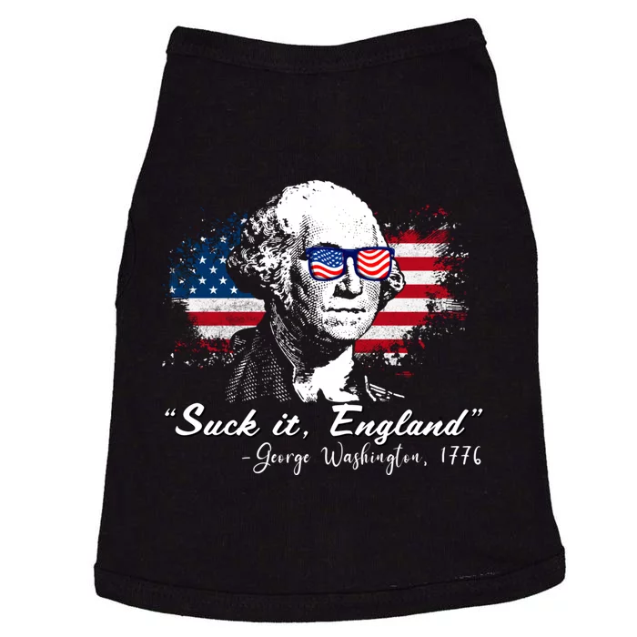 Suck It Funny England 4th Of July George Washington Funny Doggie Tank