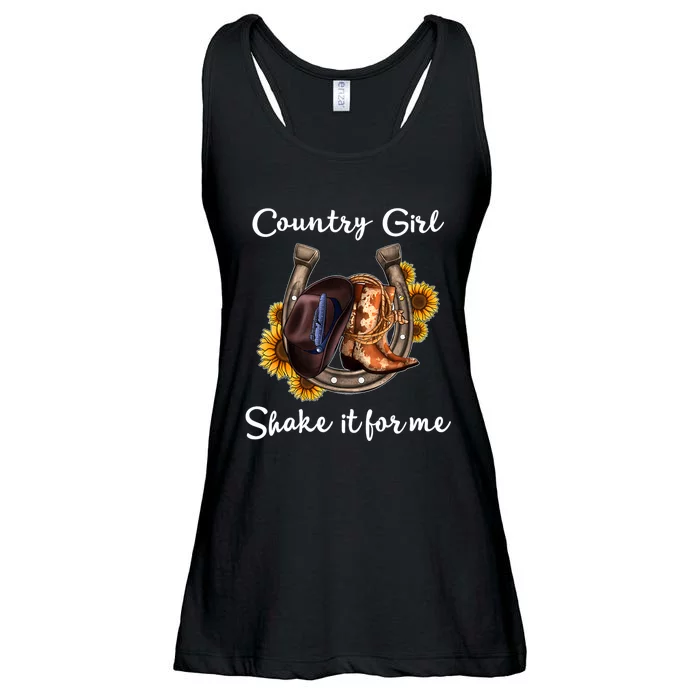 Shakes It For Me Country Music Cowgirl Boots Sunflower Ladies Essential Flowy Tank