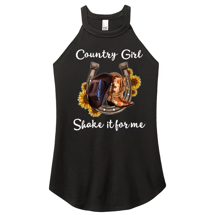 Shakes It For Me Country Music Cowgirl Boots Sunflower Women’s Perfect Tri Rocker Tank