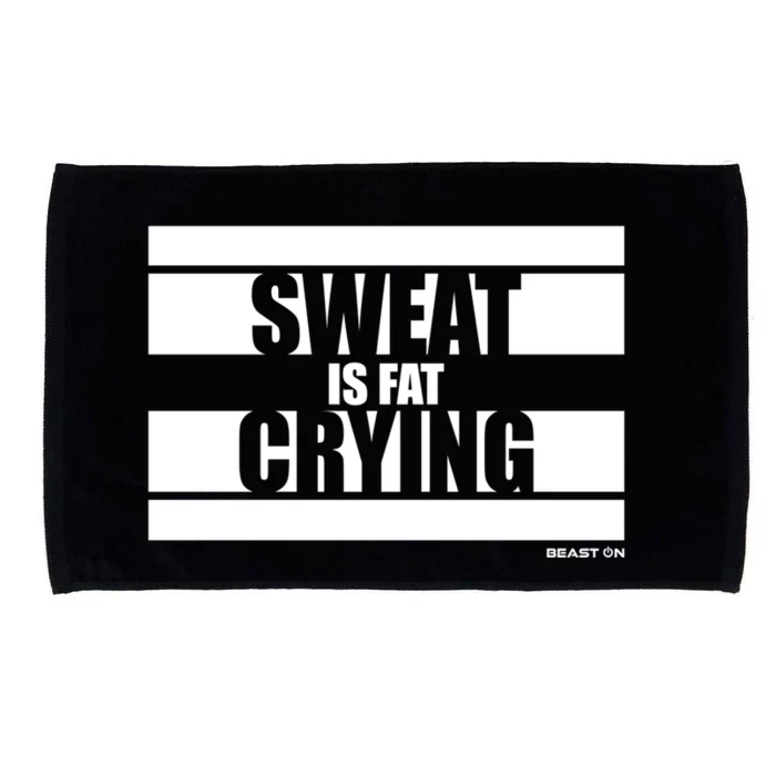 Sweat Is Fat Crying Beast On Gym Motivation Sayings Fitness Funny Gift Microfiber Hand Towel