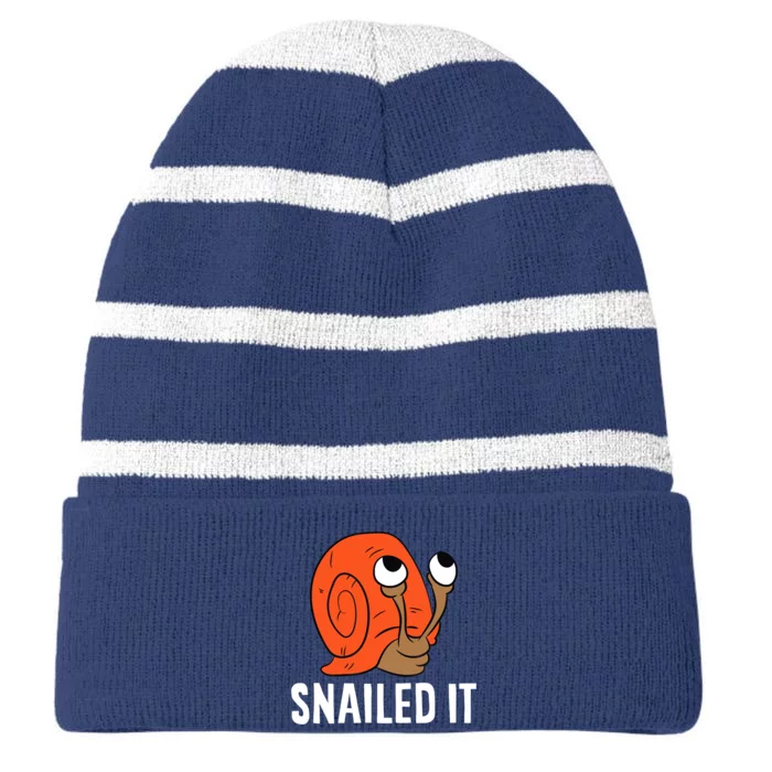 Snailed It Funny Snails Snail Lovers Striped Beanie with Solid Band