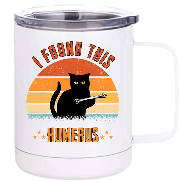 Scary I Found This Humerus Cat Black Humorous Front & Back 12oz Stainless Steel Tumbler Cup