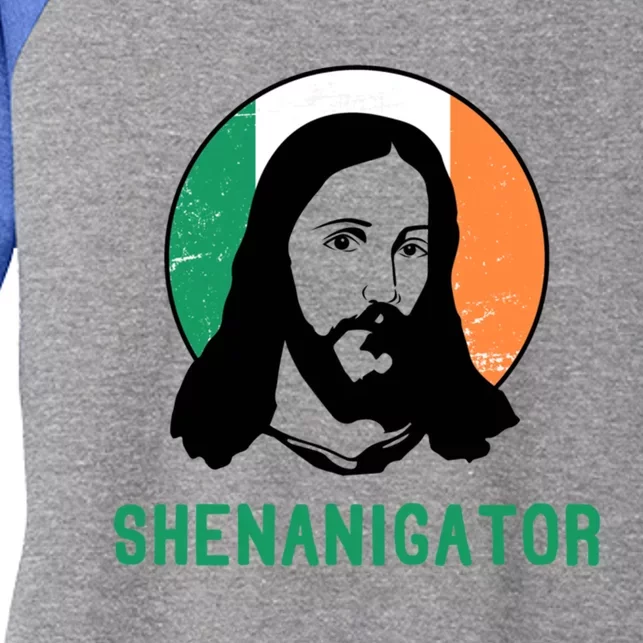 Shenanigator Ireland Flag Jesus St Patricks Day Great Gift Women's Tri-Blend 3/4-Sleeve Raglan Shirt