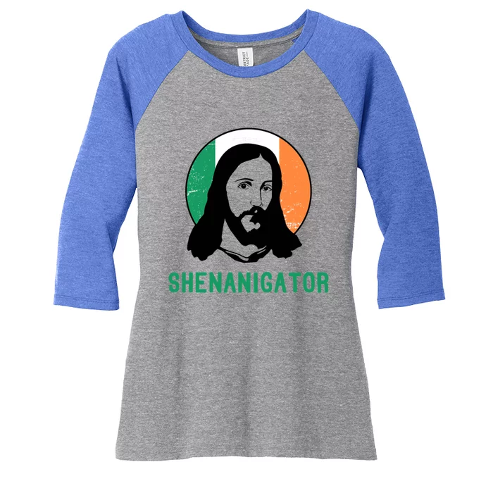 Shenanigator Ireland Flag Jesus St Patricks Day Great Gift Women's Tri-Blend 3/4-Sleeve Raglan Shirt