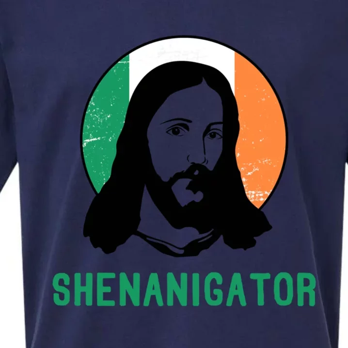 Shenanigator Ireland Flag Jesus St Patricks Day Great Gift Sueded Cloud Jersey T-Shirt