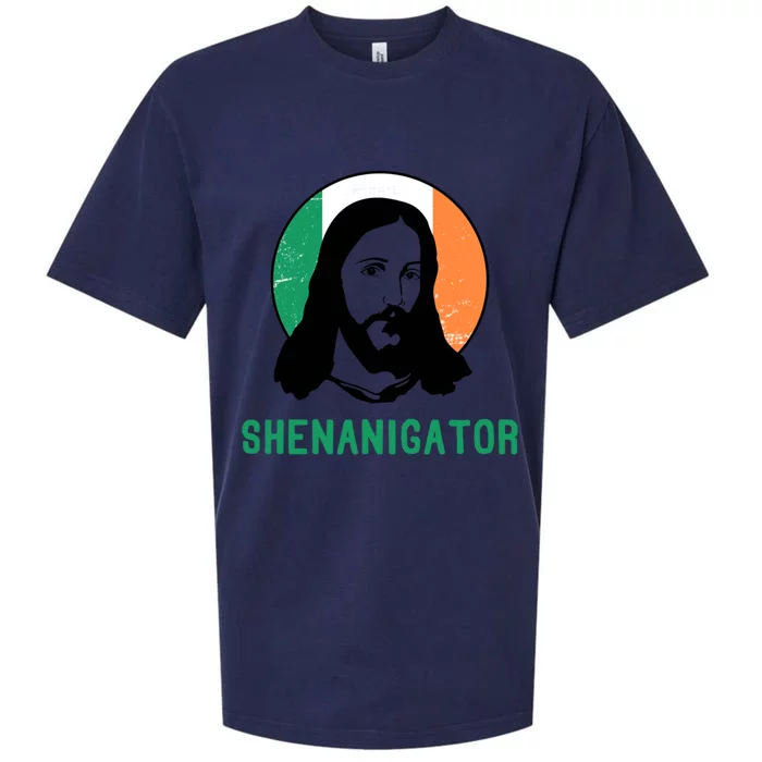 Shenanigator Ireland Flag Jesus St Patricks Day Great Gift Sueded Cloud Jersey T-Shirt