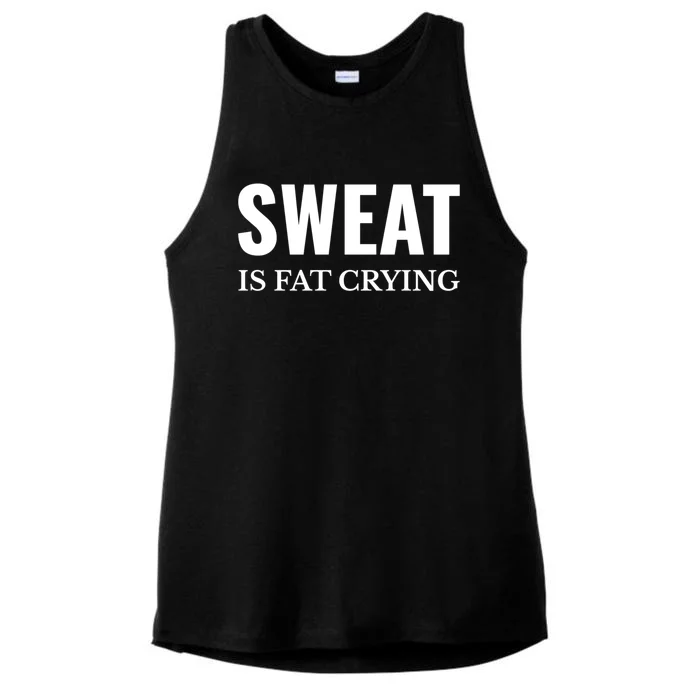 Sweat Is Fat Crying Workout Gym Funny Gift Ladies Tri-Blend Wicking Tank