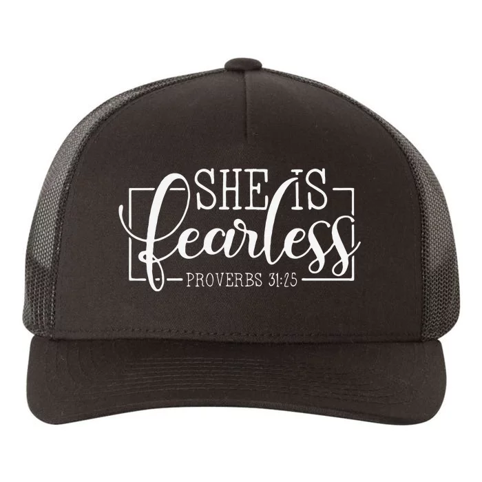 She is Fearless Proverbs 3125 funny Christian quotes Yupoong Adult 5-Panel Trucker Hat