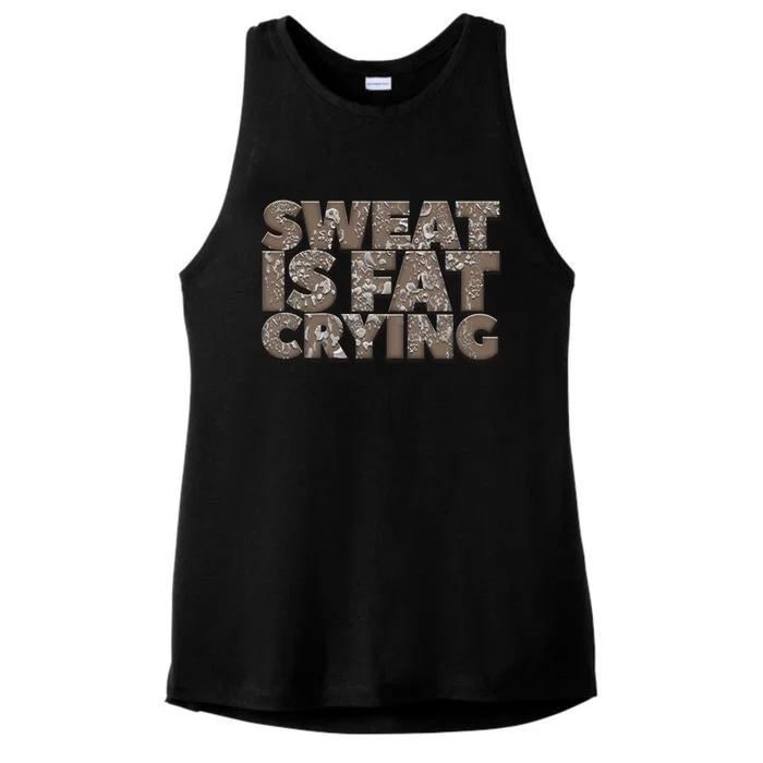 Sweat Is Fat Crying Funny Comical Gift Fitness Gym Gift Ladies Tri-Blend Wicking Tank