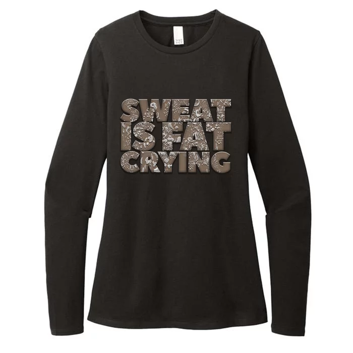 Sweat Is Fat Crying Funny Comical Gift Fitness Gym Gift Womens CVC Long Sleeve Shirt