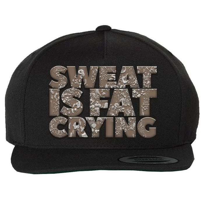 Sweat Is Fat Crying Funny Comical Gift Fitness Gym Gift Wool Snapback Cap