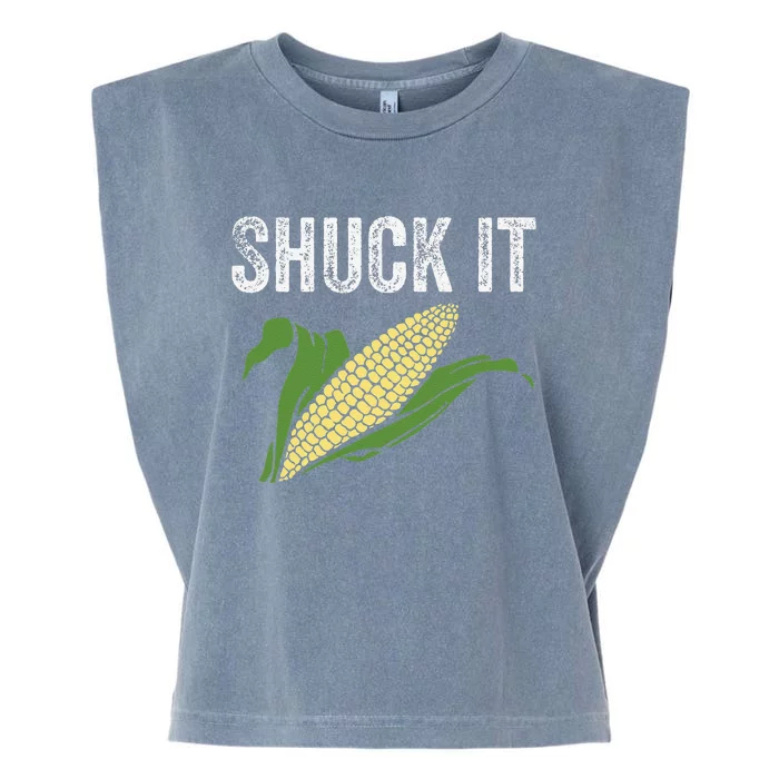 Shuck It Funny Farmer Corn Lover Market Festival Garment-Dyed Women's Muscle Tee