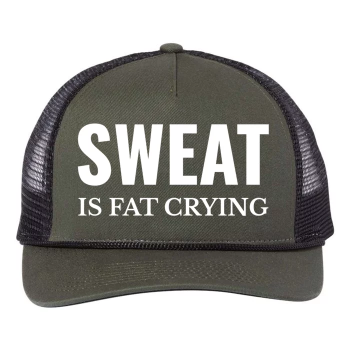 Sweat Is Fat Crying Workout Gym Gift Retro Rope Trucker Hat Cap