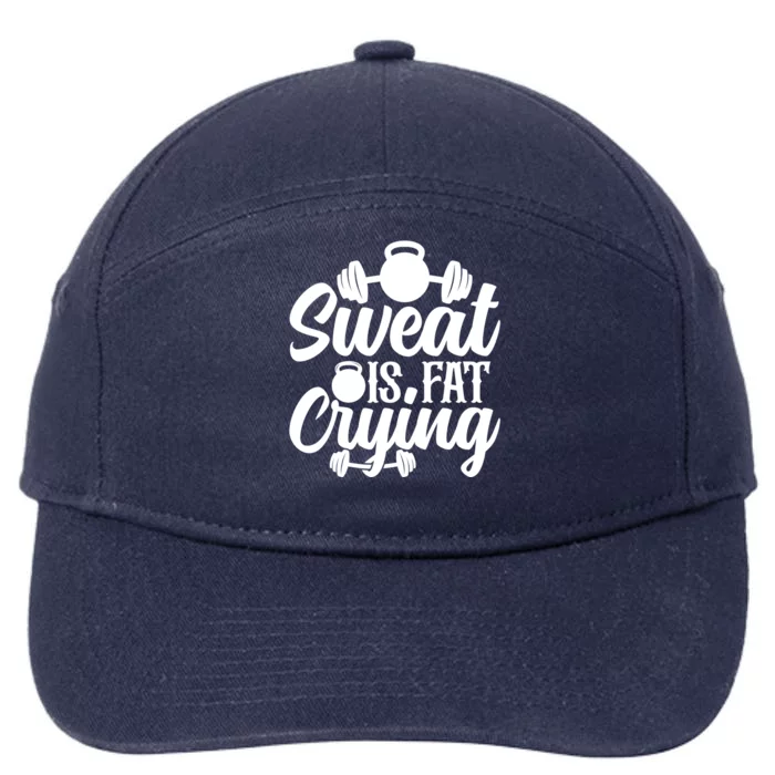 Sweat Is Fat Crying Workout Fitness Gym Funny Bodybuilding Gift 7-Panel Snapback Hat