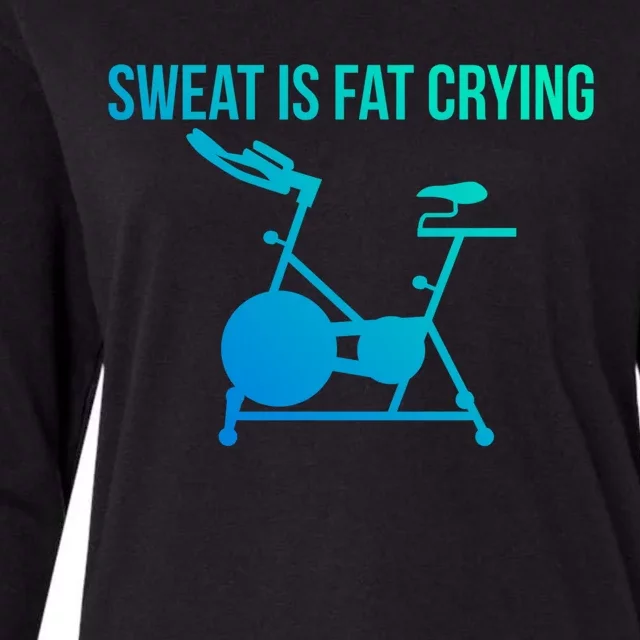 Sweat Is Fat Crying Spin Cycle Bike Gift Womens Cotton Relaxed Long Sleeve T-Shirt