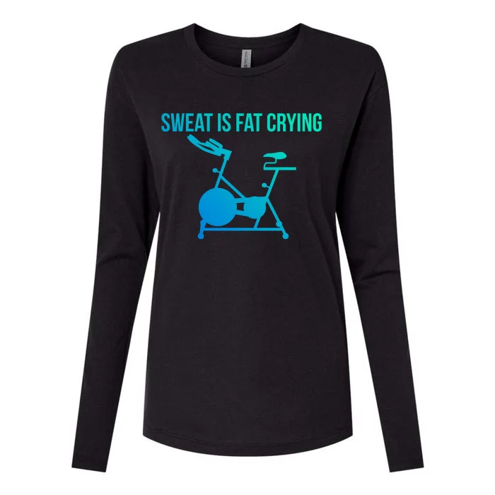 Sweat Is Fat Crying Spin Cycle Bike Gift Womens Cotton Relaxed Long Sleeve T-Shirt