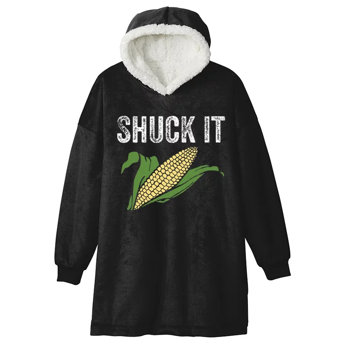 Shuck It Funny Farmer Corn Lover Market Festival Gift Hooded Wearable Blanket