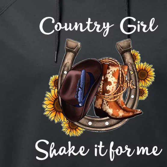 Shakes It For Me Country Music Cowgirl Boots Sunflower Performance Fleece Hoodie