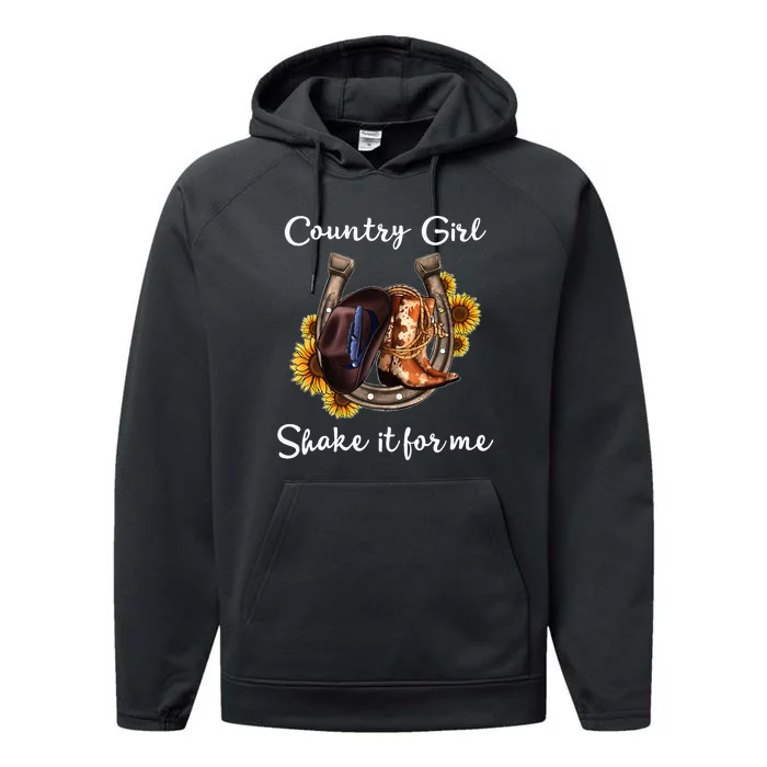 Shakes It For Me Country Music Cowgirl Boots Sunflower Performance Fleece Hoodie