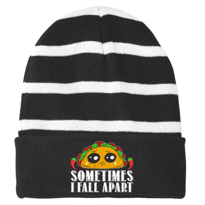 Sometimes I Fall Apart Cute Taco Striped Beanie with Solid Band