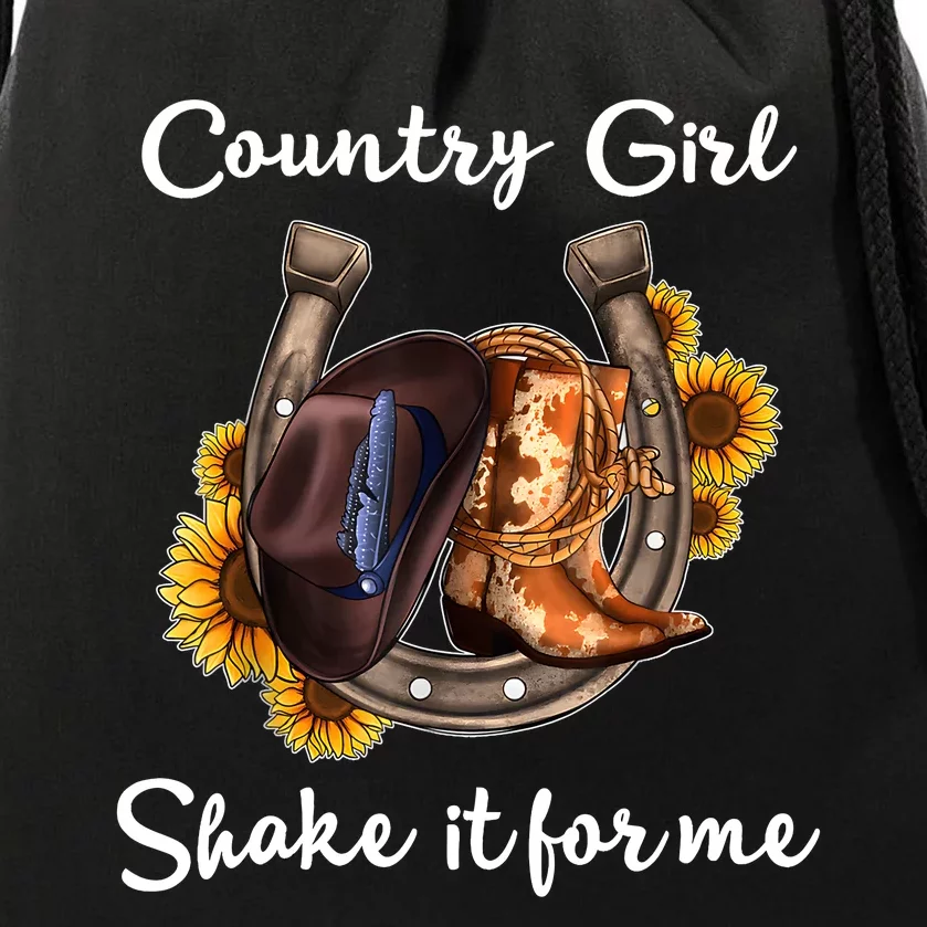 Shakes It For Me Country Music Cowgirl Boots Sunflower Drawstring Bag