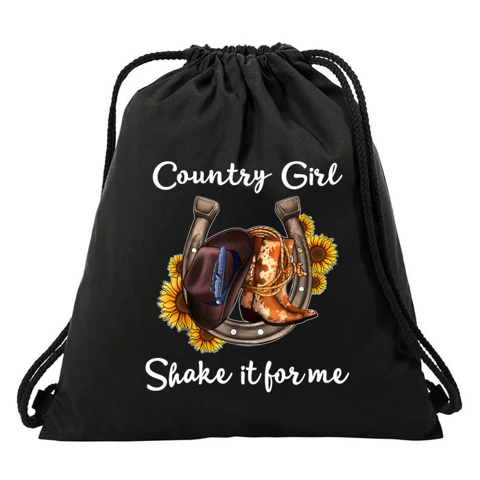 Shakes It For Me Country Music Cowgirl Boots Sunflower Drawstring Bag