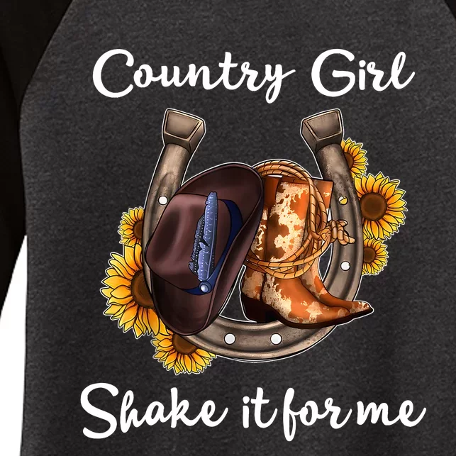 Shakes It For Me Country Music Cowgirl Boots Sunflower Women's Tri-Blend 3/4-Sleeve Raglan Shirt