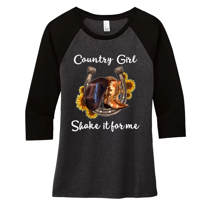 Shakes It For Me Country Music Cowgirl Boots Sunflower Women's Tri-Blend 3/4-Sleeve Raglan Shirt