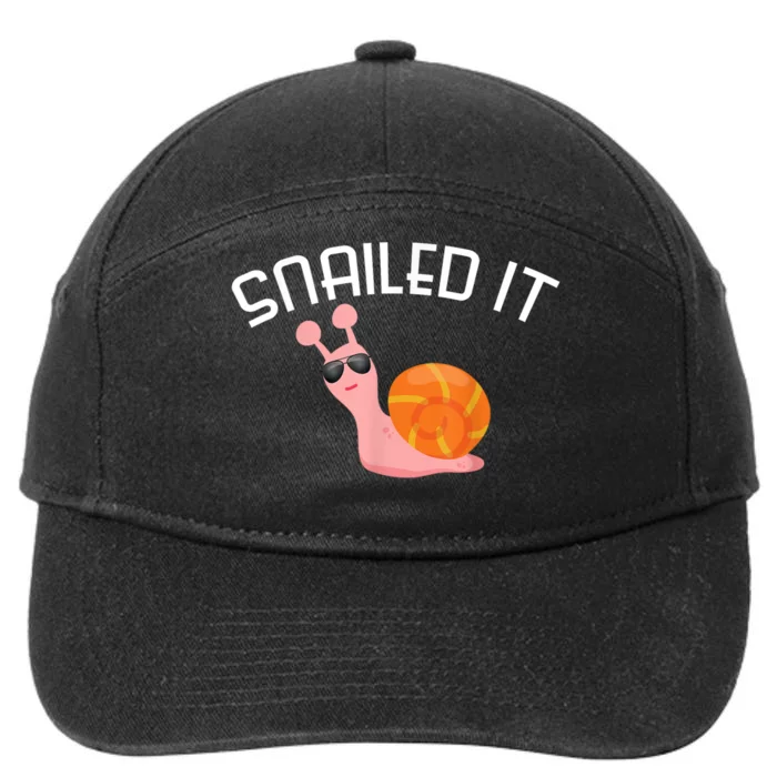 Snailed It Funny Lazy Snail Lover Gift 7-Panel Snapback Hat