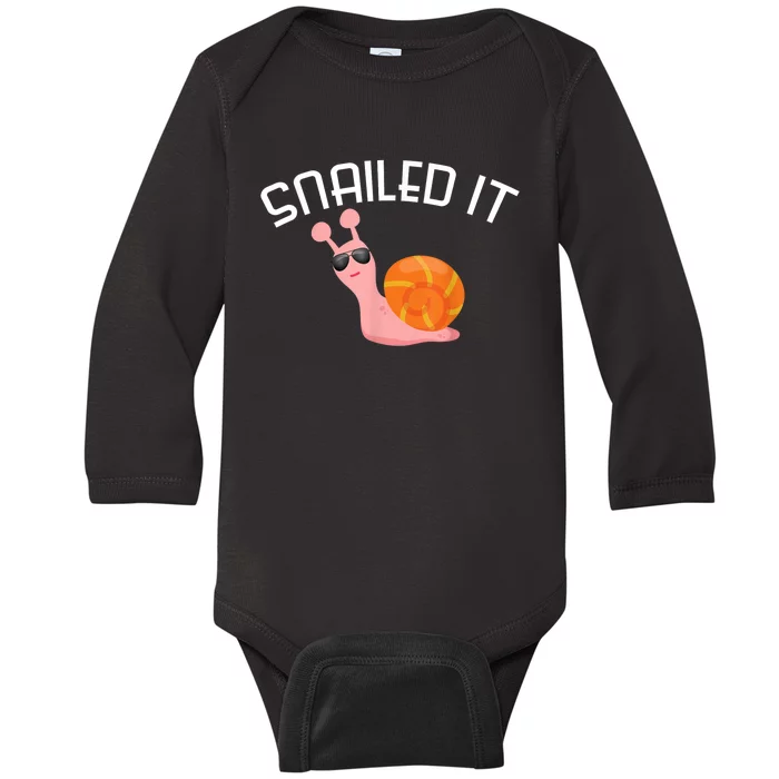 Snailed It Funny Lazy Snail Lover Gift Baby Long Sleeve Bodysuit