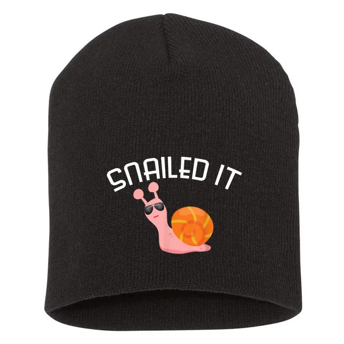 Snailed It Funny Lazy Snail Lover Gift Short Acrylic Beanie