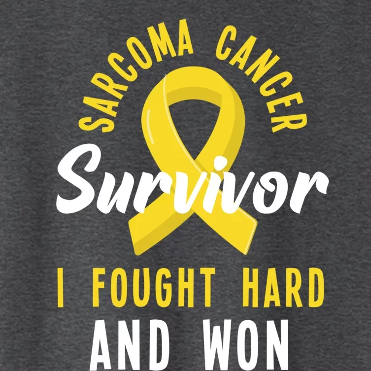 Survivor I Fought Hard And Won Sarcoma Cancer Awareness Gift Women's Crop Top Tee