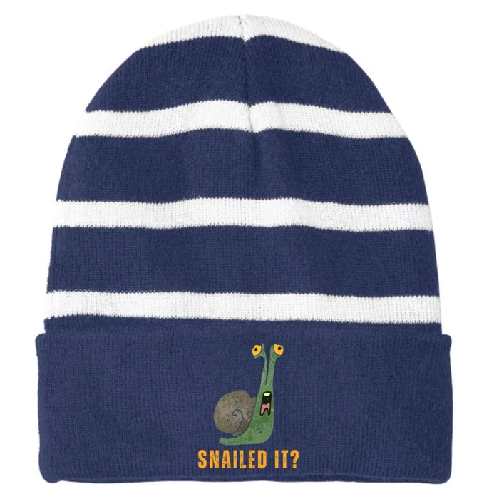 Snailed It Funny Snails Snail Lovers Striped Beanie with Solid Band