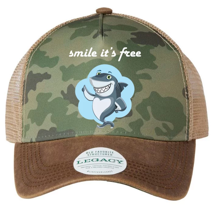 Smile Its Free Funny Shark Inspirational Legacy Tie Dye Trucker Hat