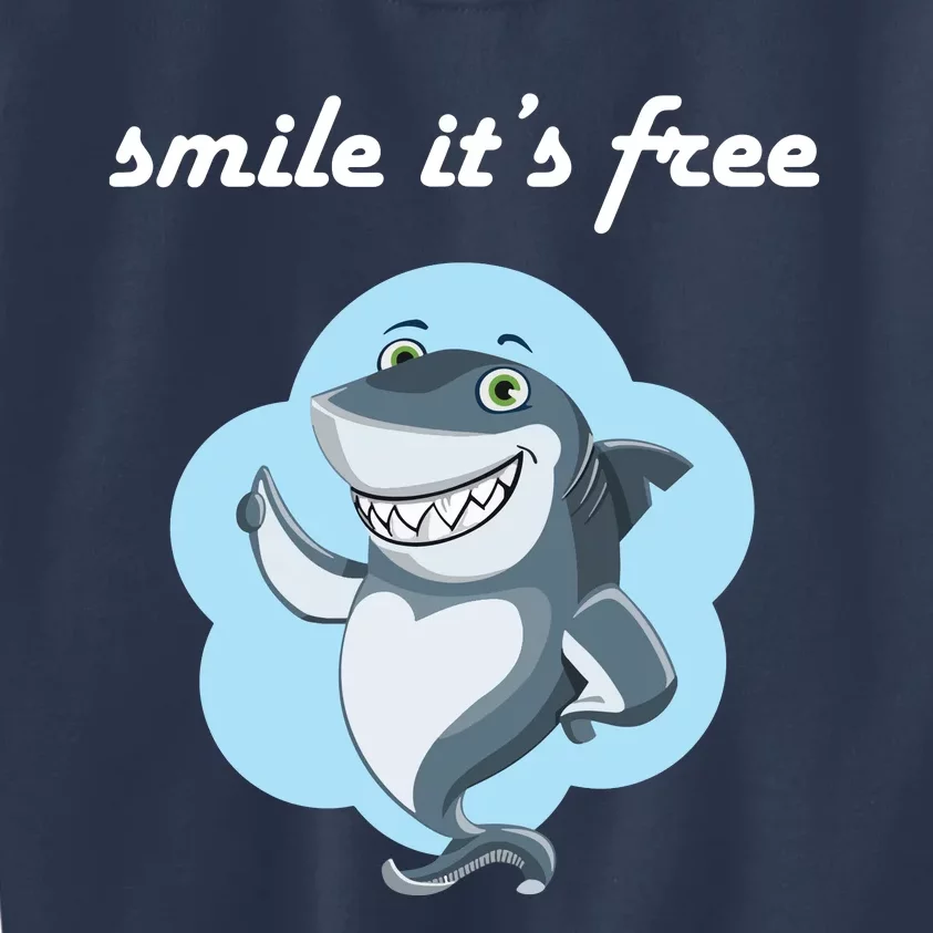 Smile Its Free Funny Shark Inspirational Kids Sweatshirt