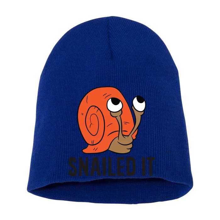 Snailed It Funny Snails Funny Gift Short Acrylic Beanie