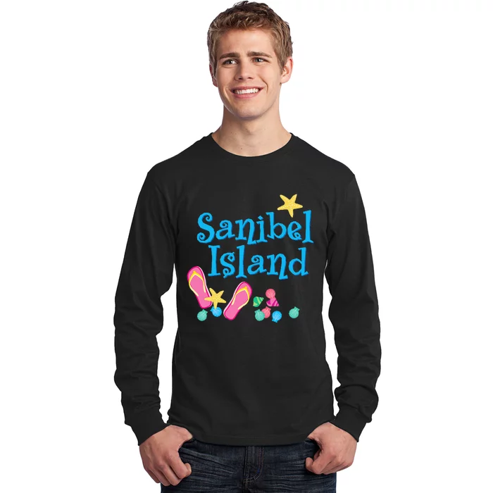 Sanibel Island Florida Seashells and Flip Flops Long Sleeve Shirt