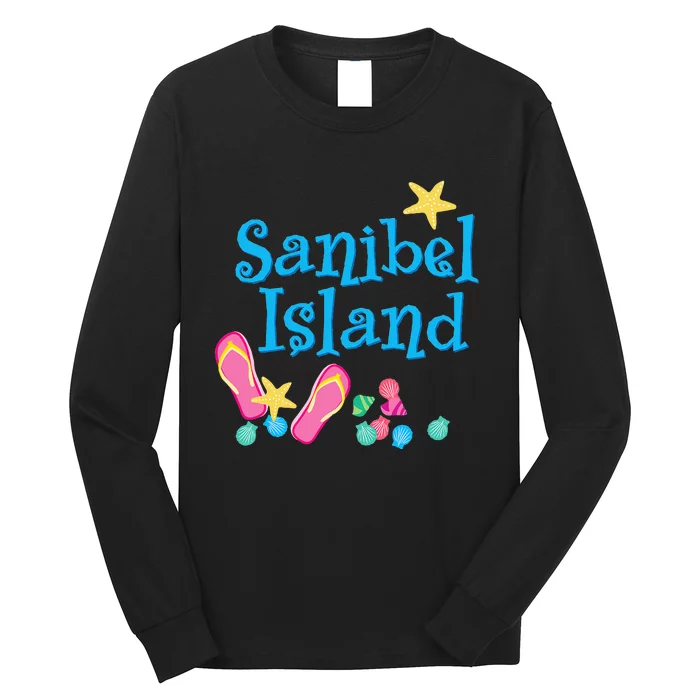 Sanibel Island Florida Seashells and Flip Flops Long Sleeve Shirt