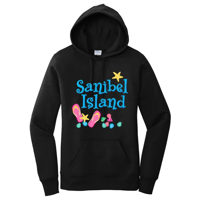 Sanibel Island Florida Seashells and Flip Flops Women's Pullover Hoodie