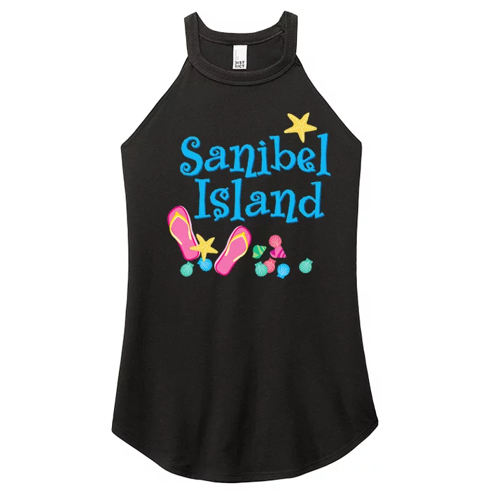 Sanibel Island Florida Seashells and Flip Flops Women’s Perfect Tri Rocker Tank