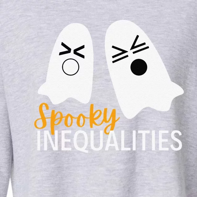 Spooky Inequalities Ghosts Halloween Math Teacher Cute Cropped Pullover Crew