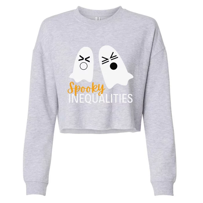 Spooky Inequalities Ghosts Halloween Math Teacher Cute Cropped Pullover Crew