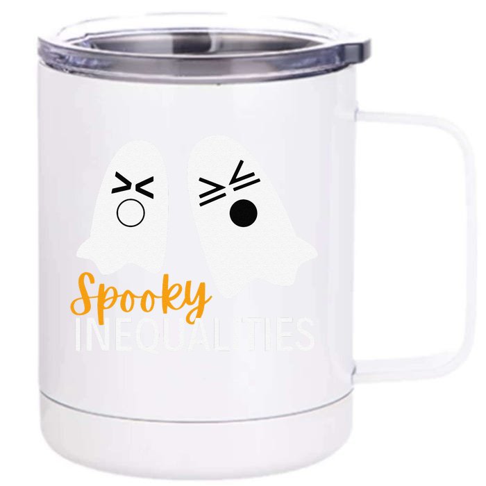 Spooky Inequalities Ghosts Halloween Math Teacher Cute Front & Back 12oz Stainless Steel Tumbler Cup