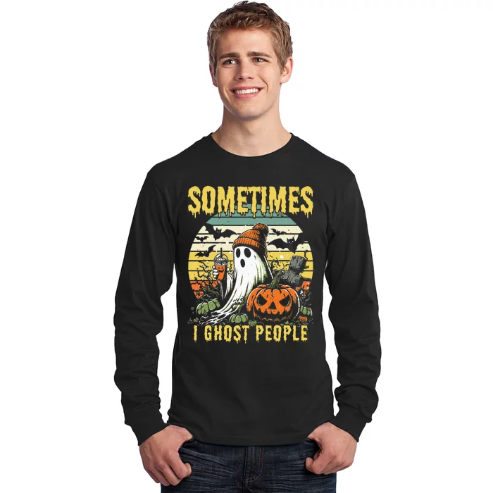 Sometimes I Ghost People Halloween Ghost Grave Moon V2 Long Sleeve Shirt