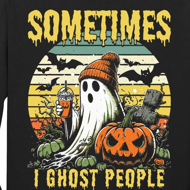 Sometimes I Ghost People Halloween Ghost Grave Moon V2 Long Sleeve Shirt